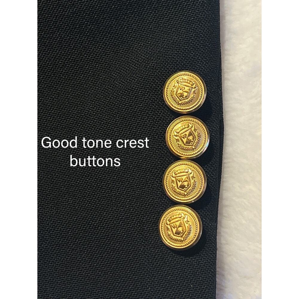 Vtg Wimbledon by Racquet Club 40R Black Gold Tone Buttons Patch Pockets Blazer - Picture 8 of 15